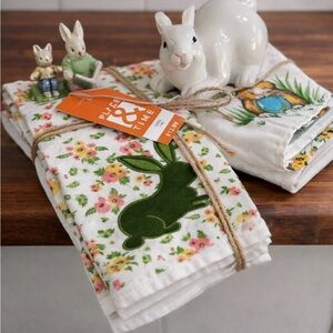 Floral Bunny Tea Towels and decor bundle